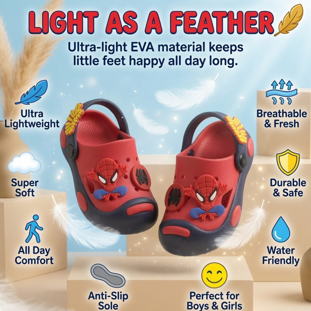 LilWalk Spider Hero Kids Clogs