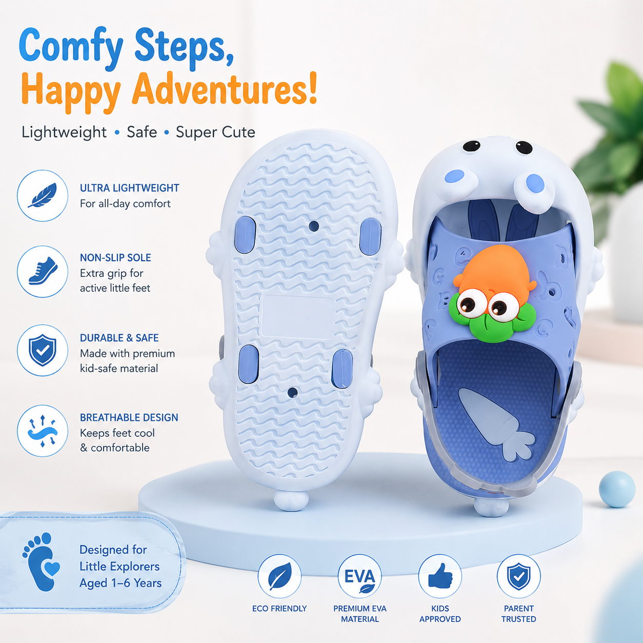Cute Bunny Kids Clogs with Cartoon Charm