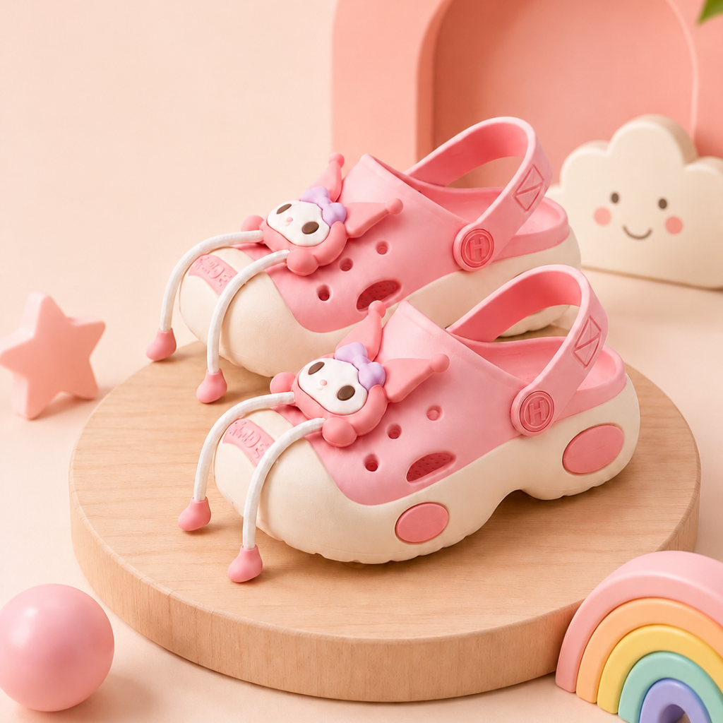 LilWalk Pink Cartoon Kids Clogs