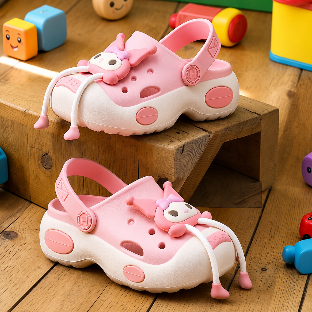 LilWalk Pink Cartoon Kids Clogs