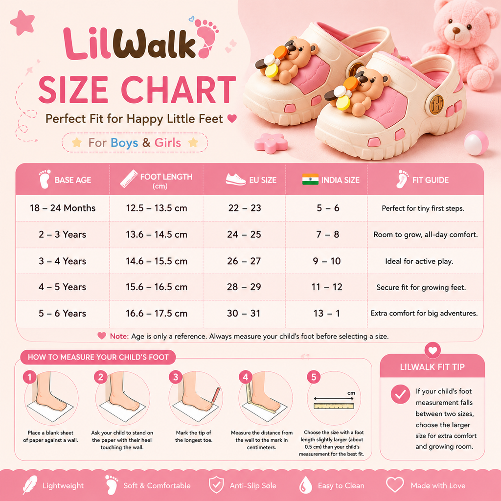 LilWalk Teddy Comfort Clogs for Kids
